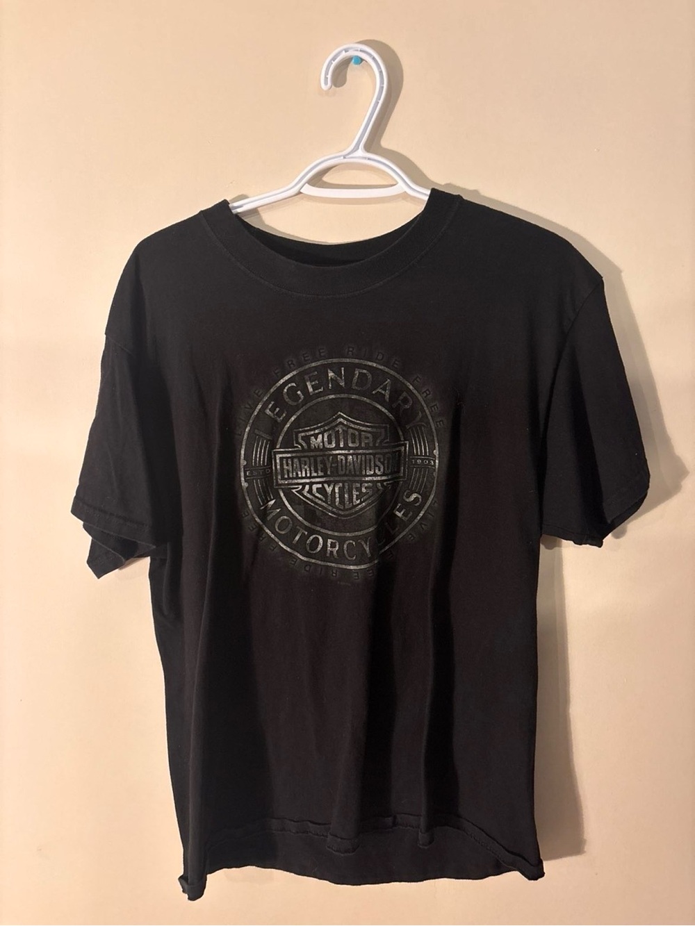 Harley-Davidson Black Short Sleeve Tee with Embossed Logo